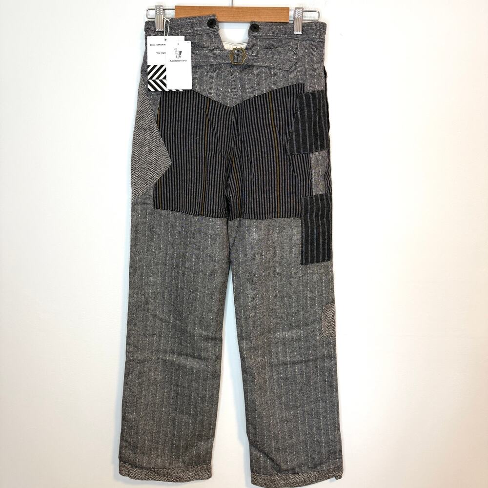 Free People x Sandrine Rose Herringbone Worker Patchwork Pants Tokyo Size 26 New - Picture 10 of 16
